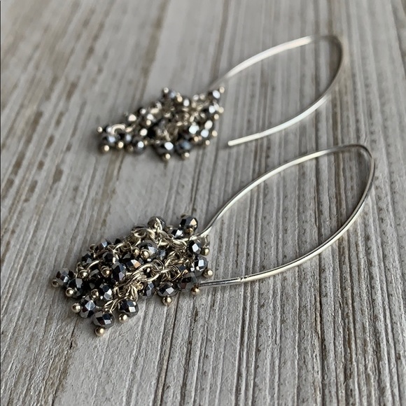 Sterling Silver Pyrite Cluster Dangle Earrings NEW - Picture 4 of 8